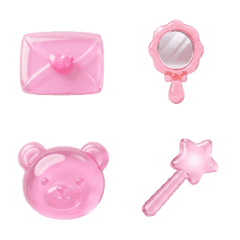 Shiny Pink Glass Emoji Cute 3D Crystal