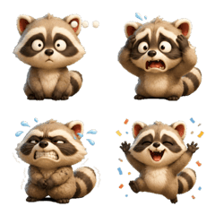 Super cute raccoon emojis