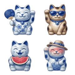 Ceramic Maneki-neko Summer Emotions