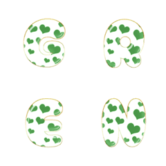vivid green hearts simple alphabet POP