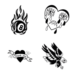 American Traditional  Emoji Tattoo Black