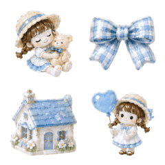 Blue Girly Cute Deco Emoji 02