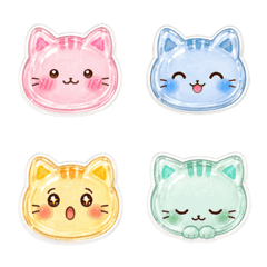 Puffy Sticker-Style Cats
