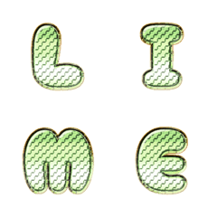 lime green metalic block EN words