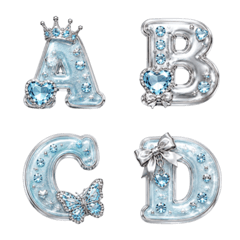 Icy Blue Silver Gyaru Alphabet Emoji