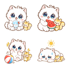 もふねことちびリスの夏色絵文字