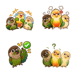 Cute Parrot Trio Emoji