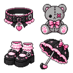 Jirai Kei Black Pink Pixel Emoji