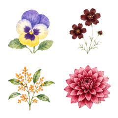 Autumn watercolor flower emoji