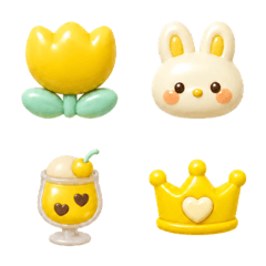 Yellow Fan Puffy Sweet Emojis