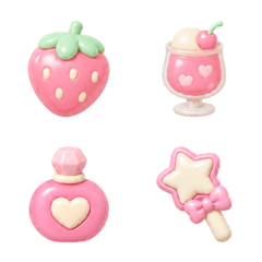 PINK Fan Puffy Sweet Emojis