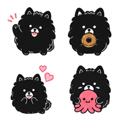 Black Pomeranian Cute Emojis