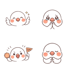 Hand-Drawn White Java Sparrow Emojis