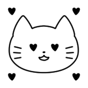 อิโมจิไลน์ Monochrome cat simple emoji