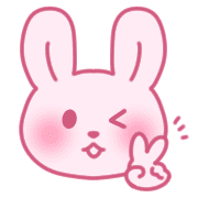 อิโมจิไลน์ Rabbit emoji with cute pink