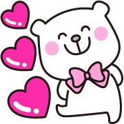 อิโมจิไลน์ polar bear and pink heart.