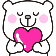 อิโมจิไลน์ polar bear and pink heart.