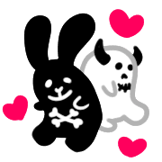 อิโมจิไลน์ Rock rabbit and skull /heart