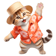 อิโมจิไลน์ Chubby Kitten Emoji Aloha shirt/SMR