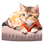 อิโมจิไลน์ Chubby Kitten Emoji Aloha shirt/SMR