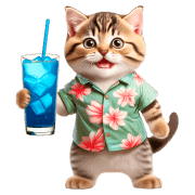 อิโมจิไลน์ Chubby Kitten Emoji Aloha shirt/SMR