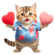 อิโมจิไลน์ Chubby Kitten Emoji Aloha shirt/SMR