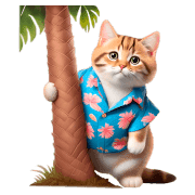 อิโมจิไลน์ Chubby Kitten Emoji Aloha shirt/SMR