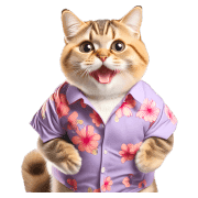 อิโมจิไลน์ Chubby Kitten Emoji Aloha shirt/SMR