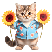 อิโมจิไลน์ Chubby Kitten Emoji Aloha shirt/SMR