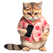 อิโมจิไลน์ Chubby Kitten Emoji Aloha shirt/SMR