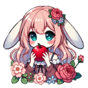 อิโมจิไลน์ flower lady with rabbit ear emoji