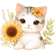 อิโมจิไลน์ Cat And Sunflower Emoji 8