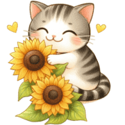 อิโมจิไลน์ Cat And Sunflower Emoji 8