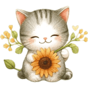 อิโมจิไลน์ Cat And Sunflower Emoji 8