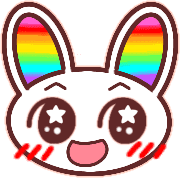 อิโมจิไลน์ Happy rainbow rabbit.