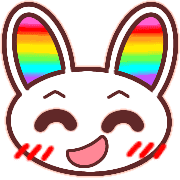 อิโมจิไลน์ Happy rainbow rabbit.