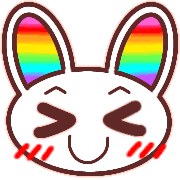 อิโมจิไลน์ Happy rainbow rabbit.