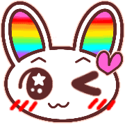 อิโมจิไลน์ Happy rainbow rabbit.