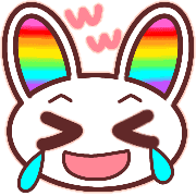 อิโมจิไลน์ Happy rainbow rabbit.