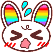 อิโมจิไลน์ Happy rainbow rabbit.