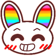 อิโมจิไลน์ Happy rainbow rabbit.