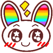 อิโมจิไลน์ Happy rainbow rabbit.