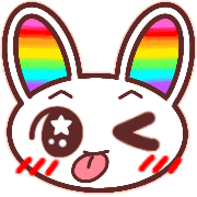 อิโมจิไลน์ Happy rainbow rabbit.