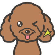 อิโมจิไลน์ A Smiling brown toy poodle