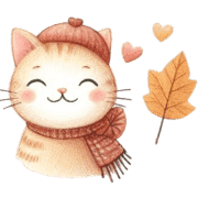 อิโมจิไลน์ Cat and autumn leaves Emoji