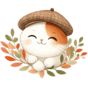 อิโมจิไลน์ Cat and autumn leaves Emoji