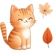 อิโมจิไลน์ Cat and autumn leaves Emoji