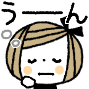 อิโมจิไลน์ Cute Bob Hair Girl with Text-Beige-