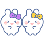 อิโมจิไลน์ rabbit friend emoji purple and yellow