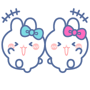 อิโมจิไลน์ rabbit friend emoji light blue and pink